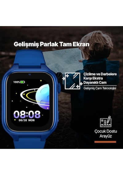 Kidi Gps 4g Sim Kartlı Akıllı Çocuk Saati, 2ksw02 Okyanus Laciverti Yok