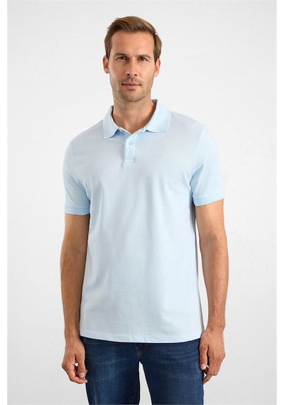 Süvari Buz Mavi Slim Düz Baskısız Pike Düğmeli Polo Yaka Tişört Sts1014000019-m01