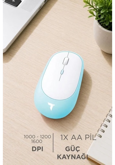 Özel Üretim Cihaz Taşınabilir Fonksiyonel Mouse Çift Modlu Sessiz Kablosuz Fare Tm16 Mavi