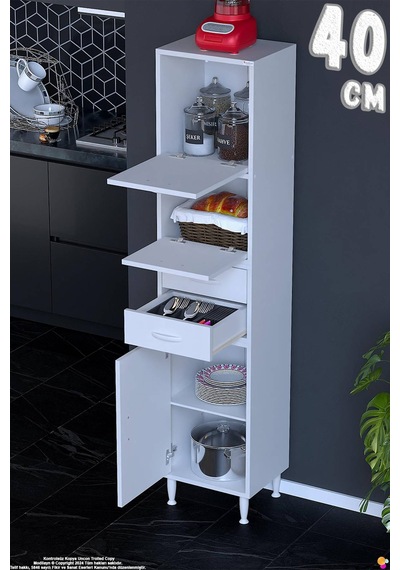 Nexa 40 Cm Kapalı Çok Amaçlı Mutfak, Bakliyat Ve Kahve Köşesi Organizer Modülü 40x181x32 Cm Beyaz Nexa 40 Cm Kapalı Çok Amaçlı Mutfak, Bakliyat Ve Kahve Köşesi Organizer Modülü 40x181x32 Cm Beyaz
