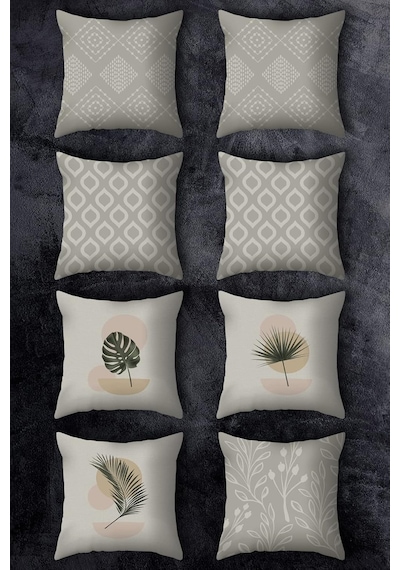Çift Tarafı Baskılı 43x43 Kırlent Kılıfı 8'li Set Kombini Çok Renkli