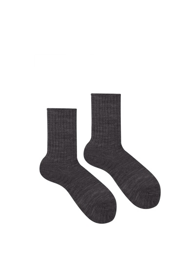 Ozzy Socks 3 Lü Kışlık Kadın Yünlü Uyku Çorabı Soft Touch Antrasit Renk Isı Tutucu Çorap Antrasit