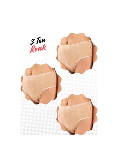 Berrak Yüksek Bel Bato Tarzında Bikini 3 Lü Adet Ekonomik Set Ultra Kalitededir Ten