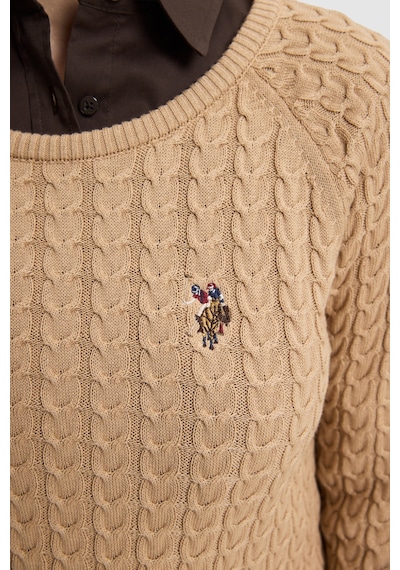 U.S. Polo Assn. Kadın Camel Bisiklet Yaka Basic Kazak 50327560-vr015