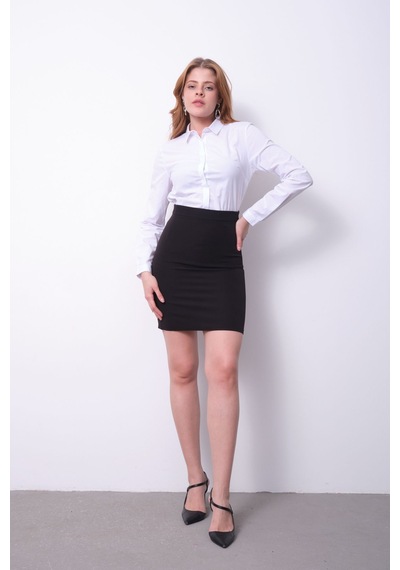 Pera Moda Kadın Basic Gizli Düğme Özellikli Gömlek Beyaz