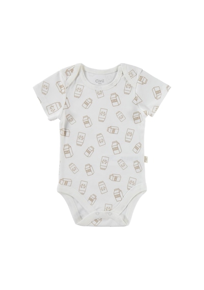 Civil Baby Milk Baskılı 2'li Set 3-18 Ay Çıtçıtlı Badi - Ekru