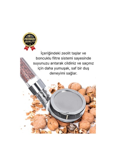 Özel Üretim Zeolid Taşlı Yüksek Emisyon Güçlü Su Tasarruflu Tazyikli Kireç Önleyici Duş Başlığı Çok Renkli