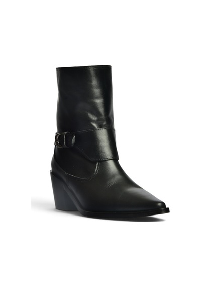 Fox Shoes Z654037703 Siyah Hakiki Deri Alçak Topuklu Western Kadın Bot