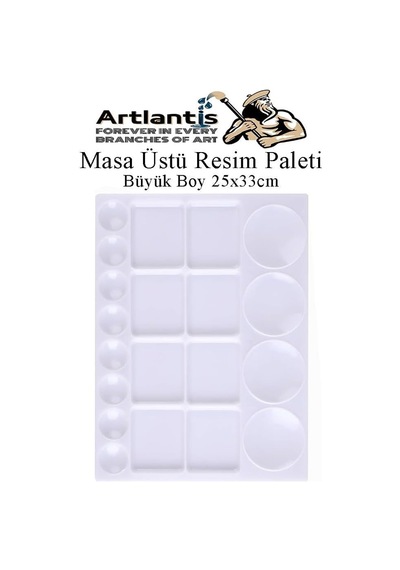 Artlantis Masa Üstü Resim Paleti 1 Adet 20 Hazneli Boya Paleti 25x33 Cm Sanatsal Boyalar İçin Büyük Palet Akrilik