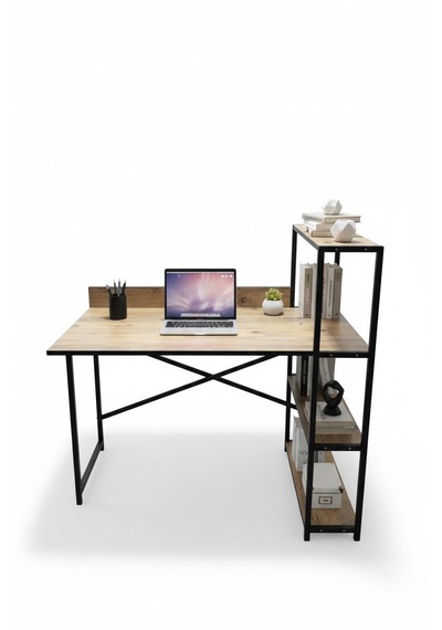 Modern 3 Raflı Çalışma Masası 60x120 - Bilgisayar Ofis Ders Masası Oyuncu Masası Ahşap Metal Modern 3 Raflı Çalışma Masası 60x120 - Bilgisayar Ofis Ders Masası Oyuncu Masası Ahşap Metal