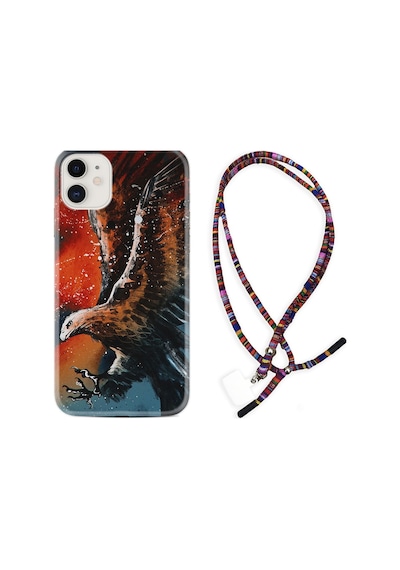 Apple Uyumlu iPhone 12 Kılıf Rasta Boyun Askılı Kartal Uçarken 1718