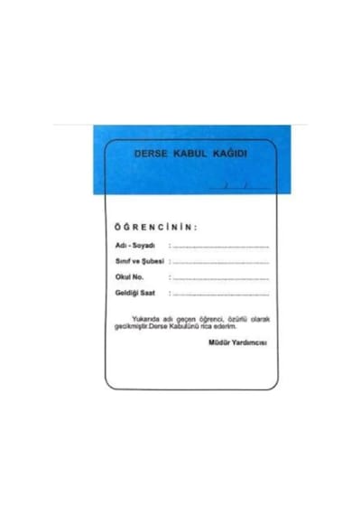 Gülpaş 457 Öğrenci Ders Kabul Kağıdı Geç Kağıdı 100 Yaprak (457)
