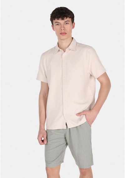 Colin's Colins Regular Fit Shirt Neck Düz Erkek Bej Kısa Kol Gömlek Cl1077227 Q1.v1 Beı Bej
