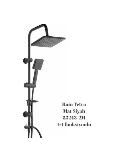 Tema Rain Tetra 53243-2m Tepe Duş Seti Siyah