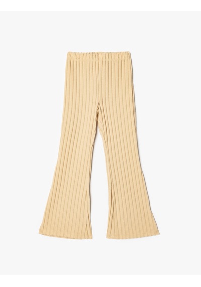 Koton İspanyol Paça Pantolon Beli Lastikli Kaşkorse Deve Tüyü 5wkg40014ak Taba