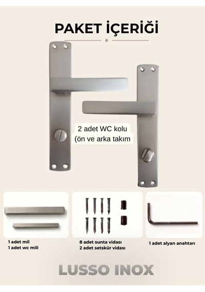 Lusso İnox Aynalı Kapı Kolu Lüks Wc Kapı Kolu