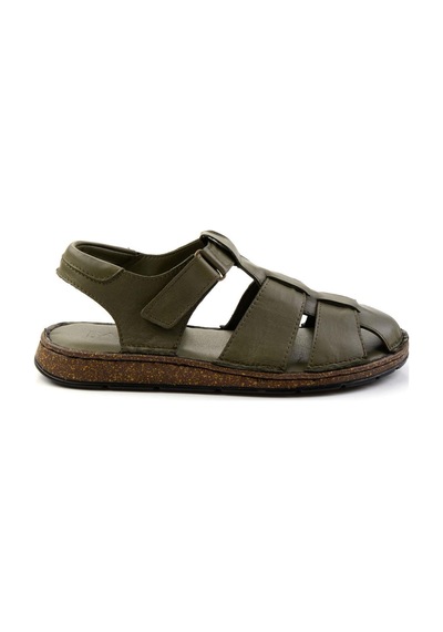 Haki Hakiki Deri Erkek Sandalet E05433011043