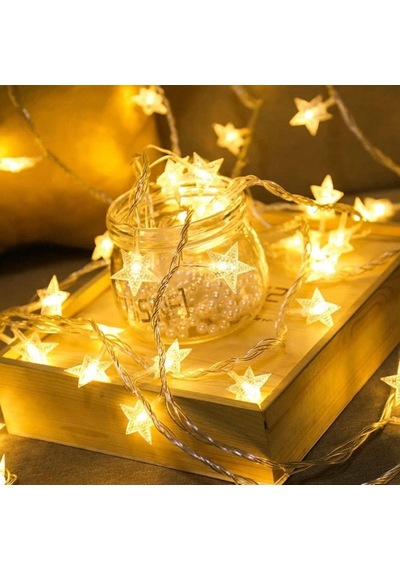 Mcg 20 Adet Mini Yıldız Led 5 Metre Günışığı Rengi Dekoratif Led Renkli