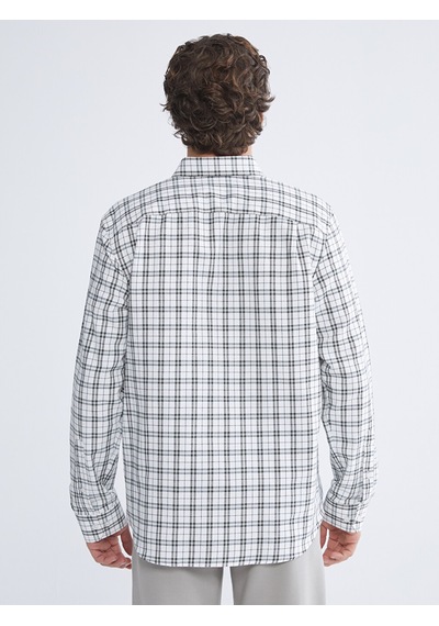 Lcwaıkıkı Classic Ekru Regular Fit Uzun Kollu Ekose Gabardin Erkek Gömlek