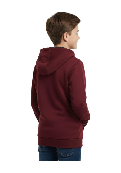 Bordo Fermuarlı Kapüşonlu Cepli Kız Erkek Sweatshirt Bgl-st04999 Bordo
