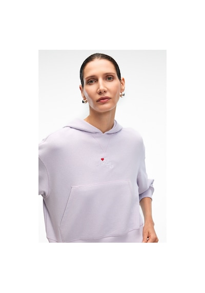 Grimelange ISADORA Kadın Kapüşonlu Nakış Detaylı Regular Fit Crop Lila Sweatshirt