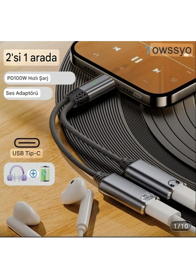 Wowssyo 2'si 1 Arada Type-c To Type-c+100w Şarj Ve Kulaklık Çevirici Adaptör Hi-fi Ses Teknolojisi Ce Lisanslı Sertifikalı Örgülü Sağlam Beyaz - Siyah Wowssyo 2'si 1 Arada Type-c To Type-c+100w Şarj Ve Kulaklık Çevirici Adaptör Hi-fi Ses Teknolojisi Ce Lisanslı Sertifikalı Örgülü Sağlam Beyaz - Siyah
