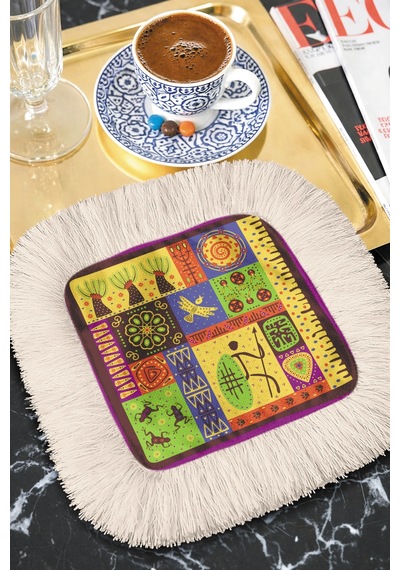 Etnik Mozaik Sanat Saçaklı Sunum Peçetesi - Renkli Tribal Bohem Mor Detaylı Bardak Altlığı Mendil Mat Dumanlı Beyaz Etnik Mozaik Sanat Saçaklı Sunum Peçetesi - Renkli Tribal Bohem Mor Detaylı Bardak Altlığı Mendil Mat Dumanlı Beyaz