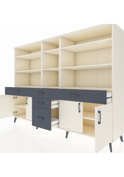 Hyperion Dolap 11 Raflı 5 Çekmeceli 4 Kapaklı 220x44x163 Aytaşı-a Aytaşı-aytaşı/antrasit