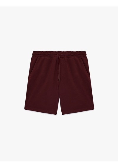 Koton Regular Fit Viskon Karışımlı Beli Bağcıklı Şort Bordo 6sam40058mk