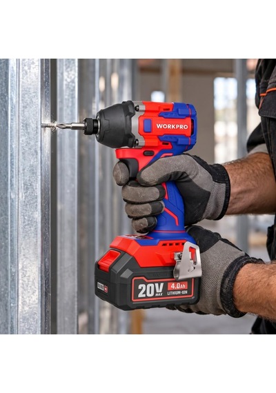Workpro Wp390108 20volt 4.0ah. Li-ion 230nm Çift Akü Kömürsüz Profesyonel Şarjlı Darbeli Tornavida