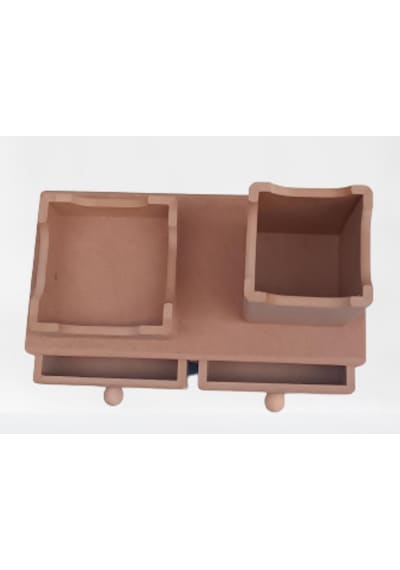 Hobi Dekoratif Kalemlik Set İkili Model Ham Mdf Ahşap Çekmece El Yapımı