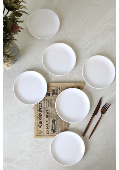 Keramika Beyaz Delta Pasta Tabağı 17 Cm 6 Adet 006 Beyaz