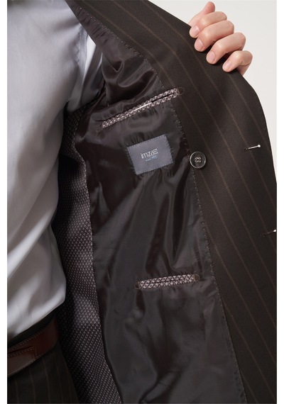 İmza Kahverengi Kırlangıç Yaka Çizgili Kruvaze 6 Drop Slim Fit Tam Astar Esnek Takım Elbise 1001260286 İmza Kahverengi Kırlangıç Yaka Çizgili Kruvaze 6 Drop Slim Fit Tam Astar Esnek Takım Elbise 1001260286