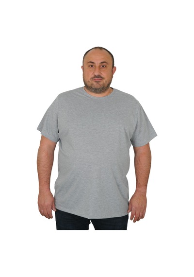 Moc Grande Mocgrande Erkek Büyük Beden Likralı Basic Sıfır Yaka Tişört 11160 Grı Melanj Gri Melanj
