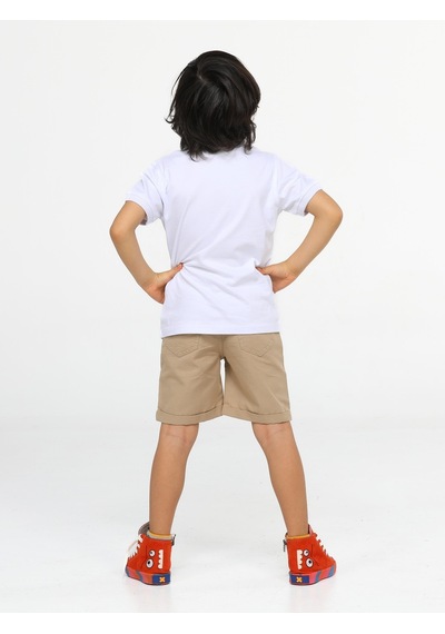 Casabony Casa Bej Gabardin Şort + Polo Tshirt Takım - Bej