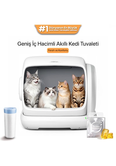 Ubpet C41 Akıllı Otomatik Kedi Tuvaleti, 106l Geniş Hacim, Mobil Uygulama, Otomatik Temizleme, Ağırlık Sensörü, 38db Sessiz Motor, Koku Hediyeli