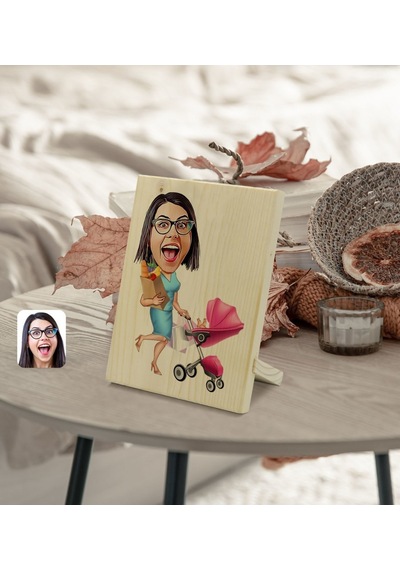 Kişiye Özel Ev Hanımı Anne Karikatürlü Dekoratif Ahşap Çerçeve Mo (539592985)