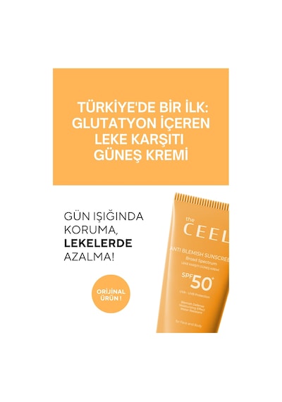 The Ceel Leke Karşıtı Tüm Ciltler Için Yüksek Korumalı Spf 50+ Güneş Kremi Glutatyon Etkili 50 ml