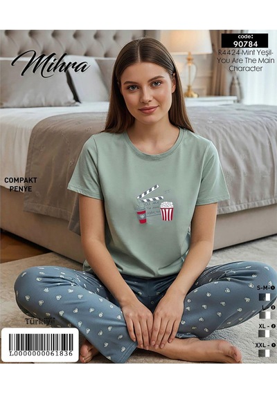 Mihra Kadın Compakt Penye Bisiklet Yaka Kısa Kol İnce Pijama Takımı 90784my - 1 Adet Yeşil Mihra Kadın Compakt Penye Bisiklet Yaka Kısa Kol İnce Pijama Takımı 90784my - 1 Adet Yeşil