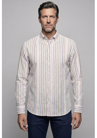 Bisse Kahve Regular Fit Keten Cepsiz Uzun Paşa Yaka Gömlek Gmktn261092 K11