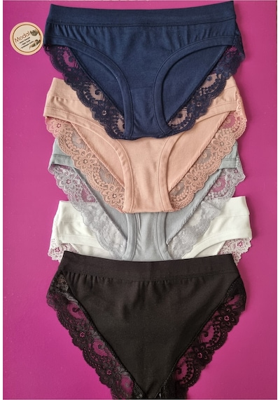 Demirsa Boutique Dantelli, Biye Detaylı 5'li Lacivert, Beyaz, Pudra, Beyaz Ve Mavi Renk Modal Kadın Külot Beyaz Demirsa Boutique Dantelli, Biye Detaylı 5'li Lacivert, Beyaz, Pudra, Beyaz Ve Mavi Renk Modal Kadın Külot Beyaz
