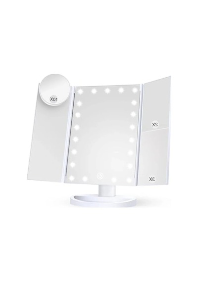 Led Işıklı Katlanabilir Makyaj Aynası Açık Bej
