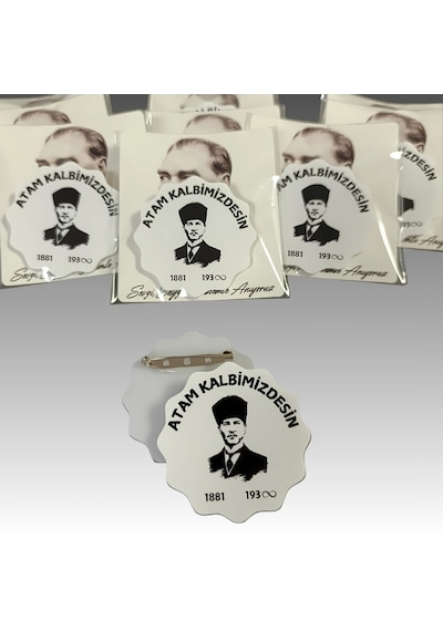 10 Kasım Atatürk'ü Anma Günü İğneli Akrilik Yaka Rozeti 12'li Çok Renkli
