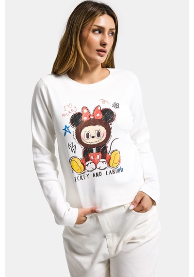 Itsbasic Kadın Kırık Beyaz W5 Baskı Desenli Sweatshirt