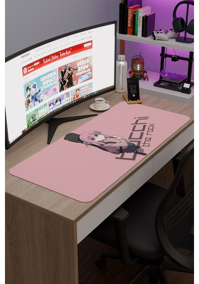 Bochi The Rock Anime V1 - 90x40 Xxl Gaming Kauçuk Kaymaz Taban Mouse Pad Fare Altlığı