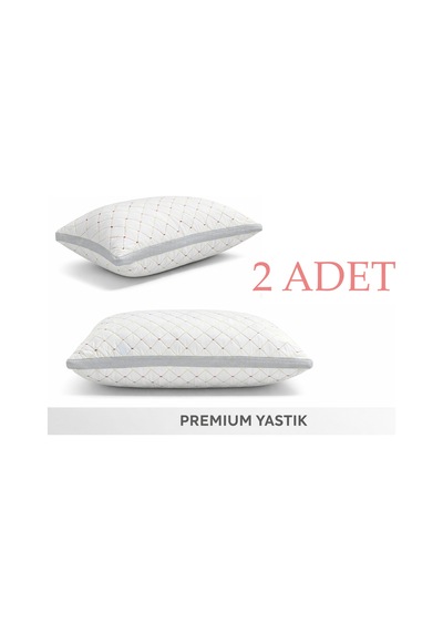 Premium Nakışlı 2 Li Yastık Terletmez Klimalı, Saf Silikon Dolgu Beyaz