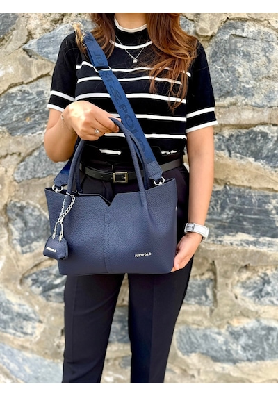 Just Polo Kadın Orijinal Just Polo Yumuşak Deri Ayarlanabilir Askılı Lüks El Ve Omuz Çantası Shoulder Bag Lacivert