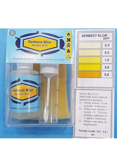 Su Test Analizi Serbest Klor Kiti Klor Analizi 0.1 Ppm 5 Ppm