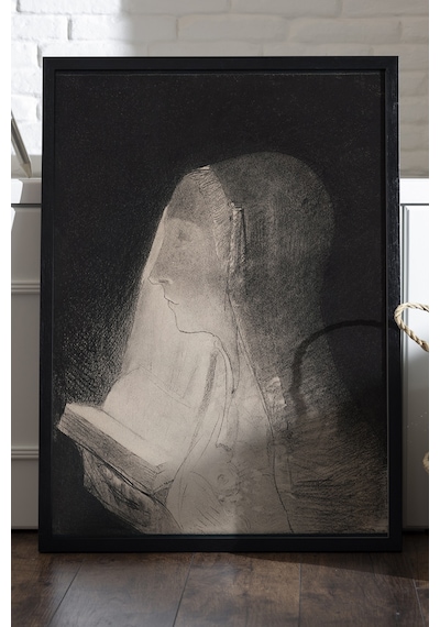 Veiled Truth Siyah Ahşap Çerçeveli Poster, Dekoratif Soyut Monokrom Duvar Tablosu