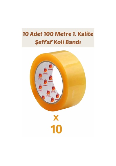 10 Adet 100 Metre Hotmelt Koli Bandı 1. Kalite Şeffaf Renkli, Güçlü Yapışkan, Kağıda Yapışır 10